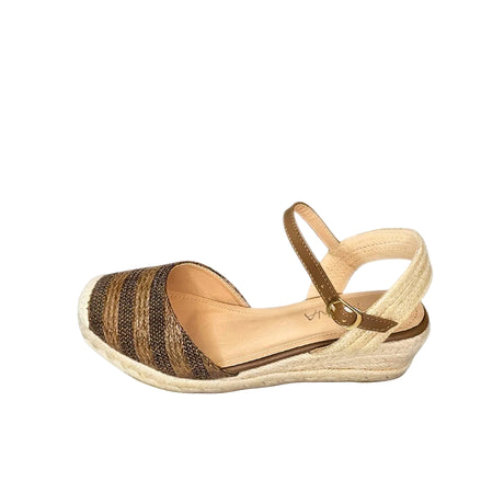 Geena Bronze Closed Toe Espadrille Wedge – side view
