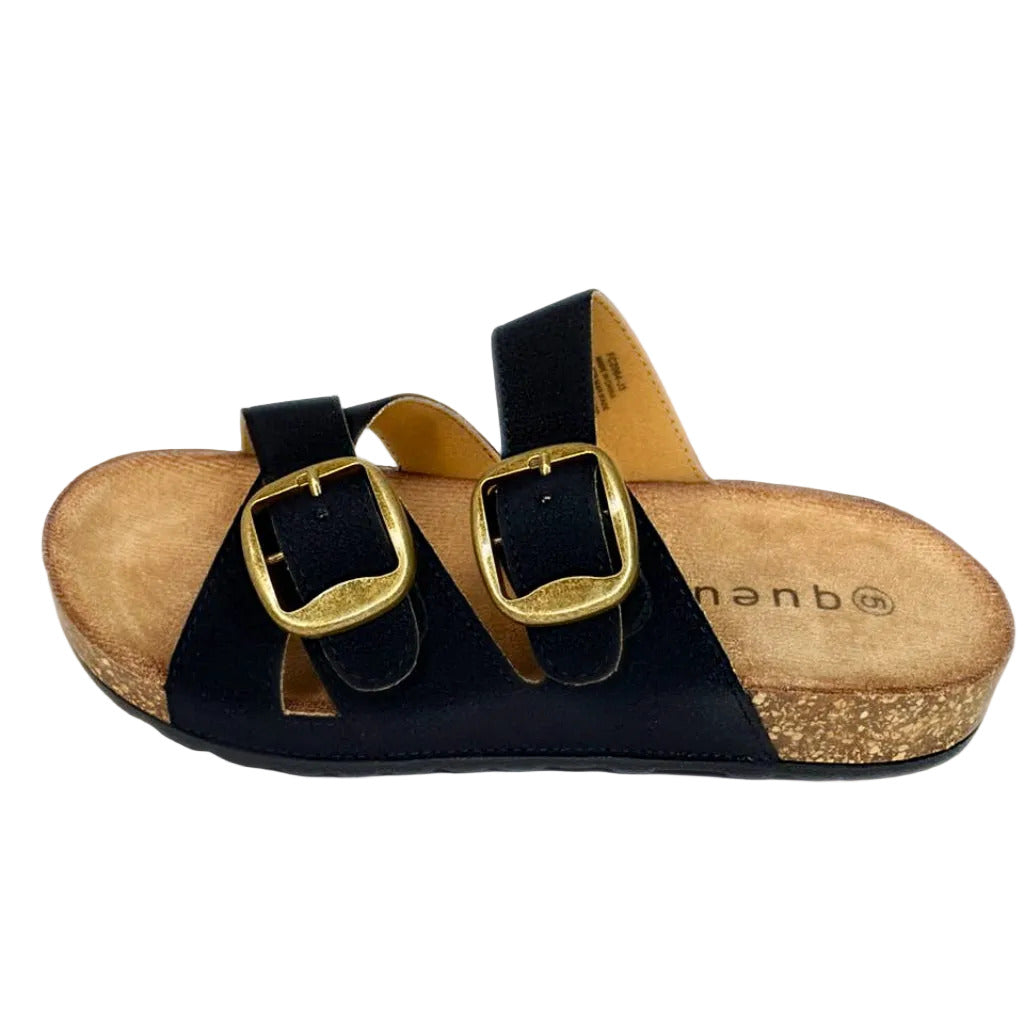 Queue Black Criss Cross Double Buckle Birkie – side view
