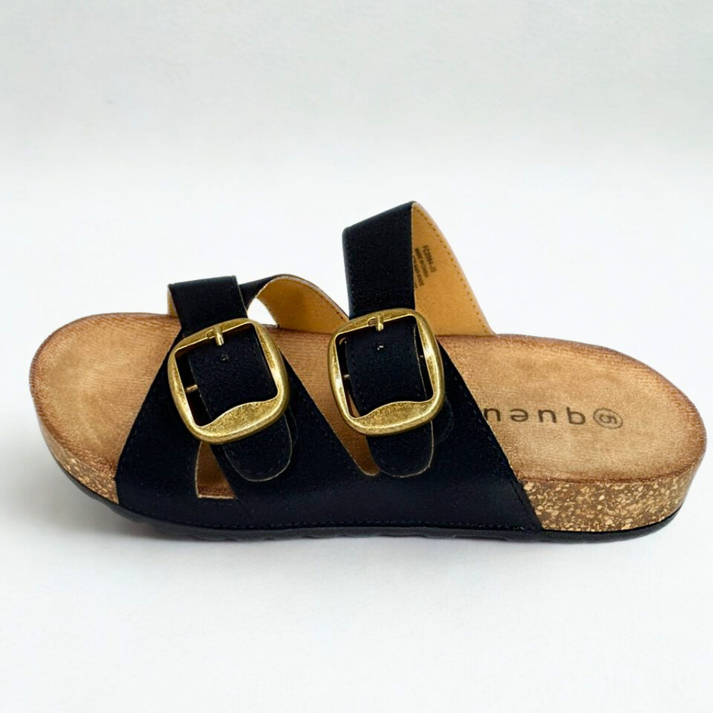 Queue black CRISS CROSS double buckle birkie