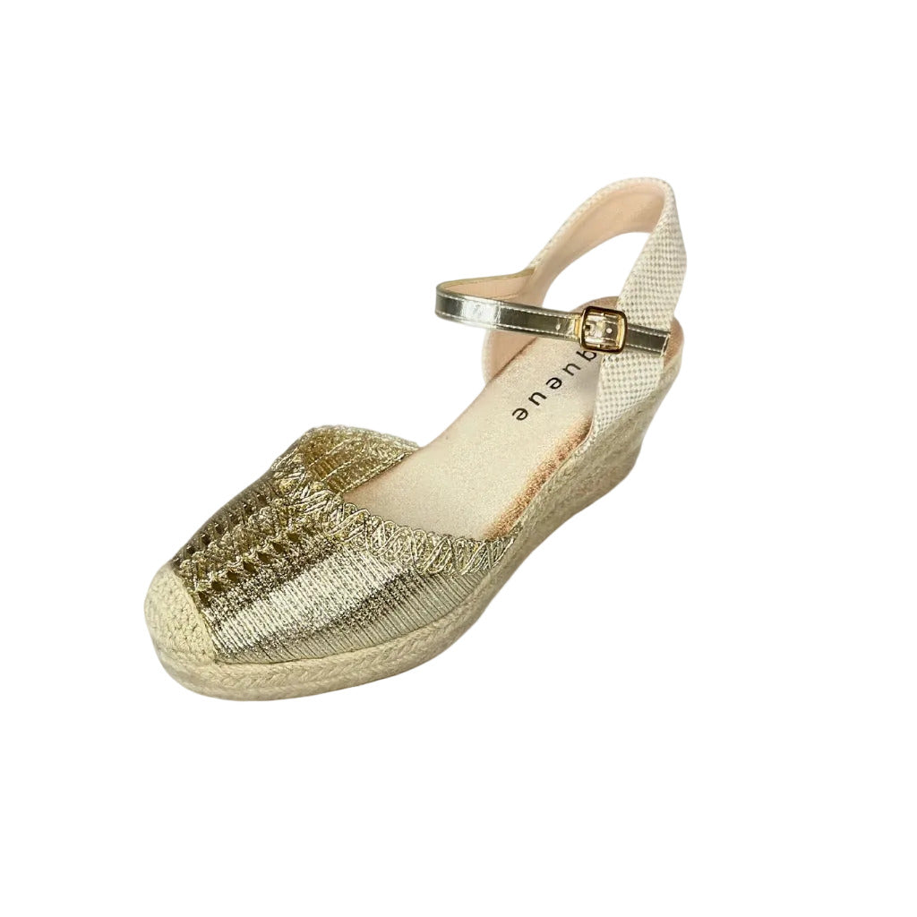 Queue Gold Metallic Espadrille Wedge – product image 1