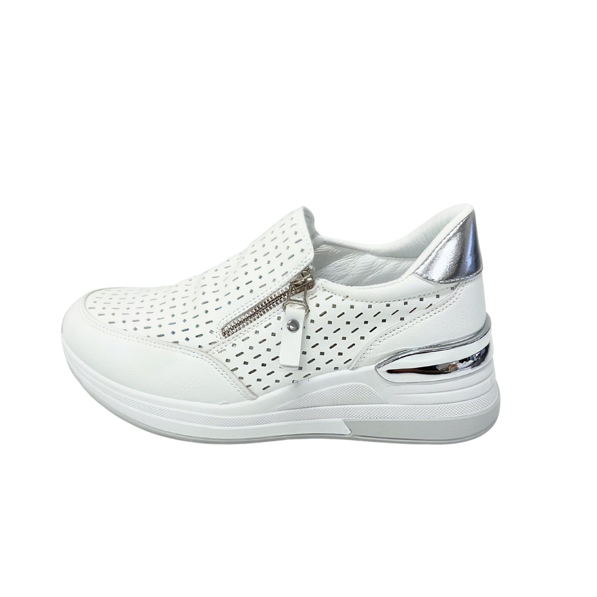 Side Zip Slip On Sneaker - White