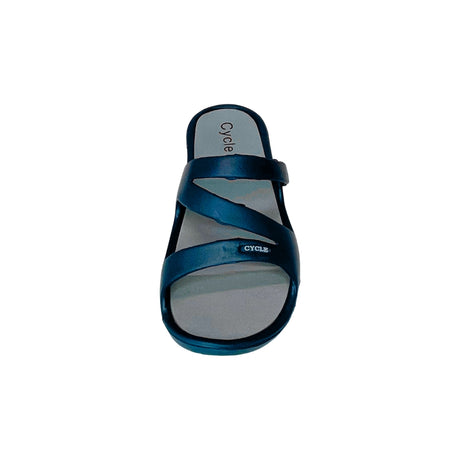 Cycle Navy Triple Strap Comfort Slide Sandal – front view
