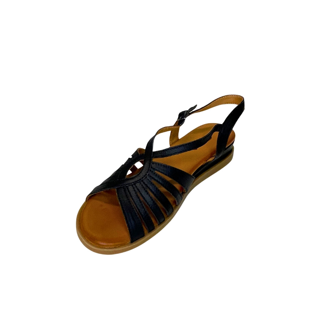 Gia black leather STRAPPY BACKSTRAP sandal