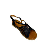 Gia Black Leather Strappy Backstrap Sandal – product image 1