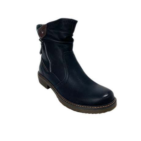 Savoy Mid-Ankle Boots with Stitched Panels - Black – side view
