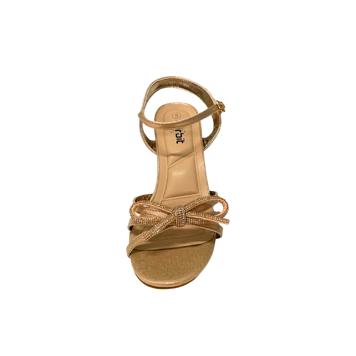 Orbit Bow Block Heel Sandal - Gold