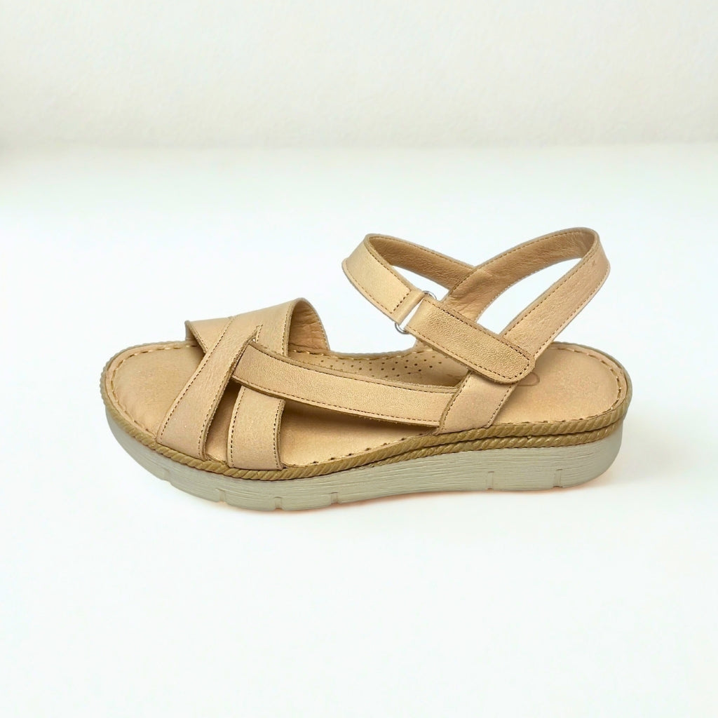 Gia beige ANKLE STRAP flatform