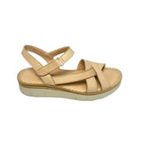 Gia Beige Ankle Strap Flatform – side view