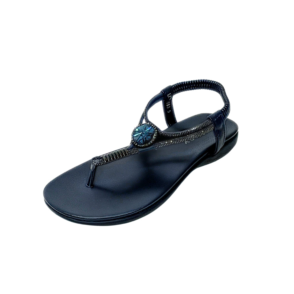 Savoy navy EMBELLISHMENT SANDAL with back strap