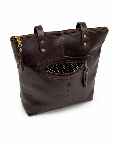 Gia Leather Hannah Tote Bag - Brown