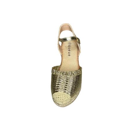 Queue Gold Metallic Espadrille Wedge – front view
