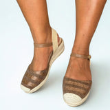 Geena Bronze Closed Toe Espadrille Wedge – detail shot