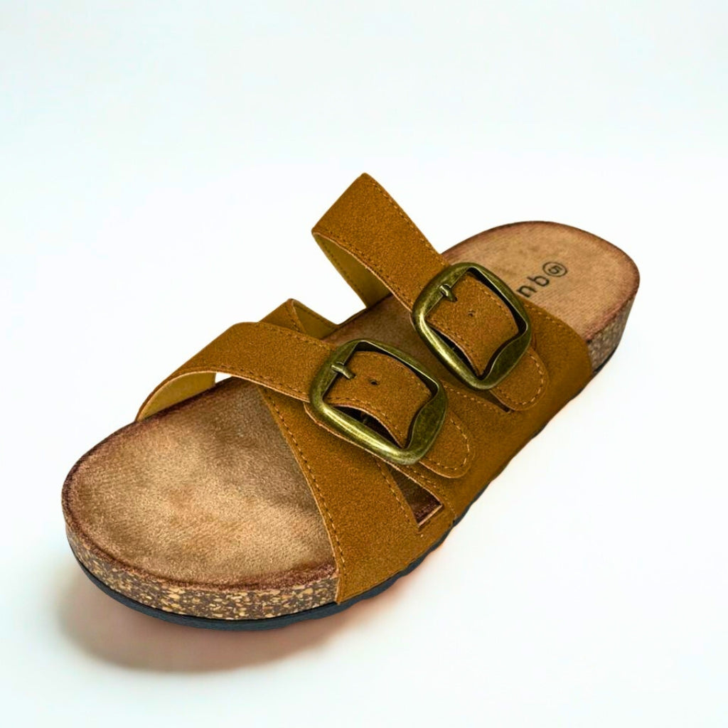 Queue khaki CRISS CROSS double buckle birkie