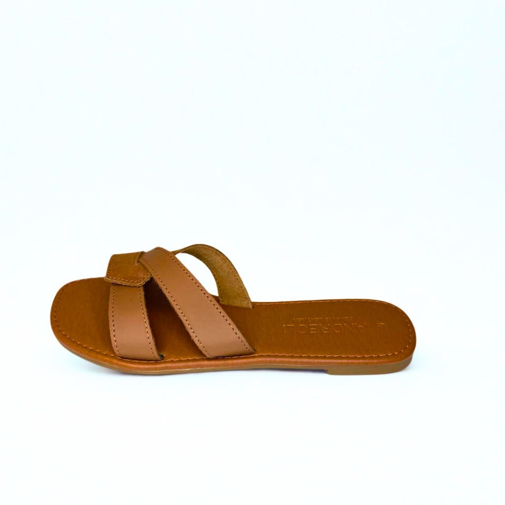Andreoli tan leather INTERTWINED slide