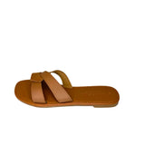 Andreoli Tan Leather Intertwined Slide – side view