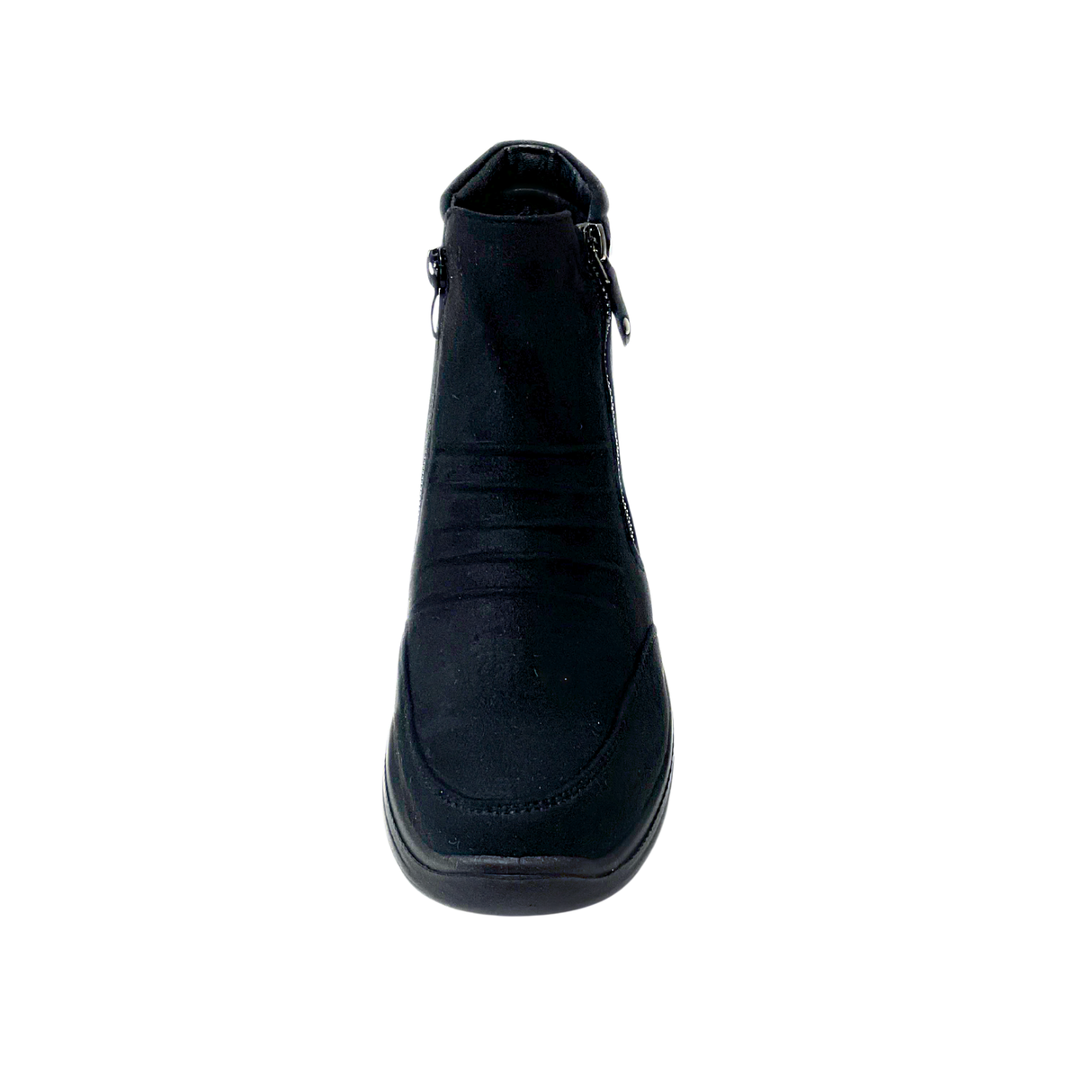 Savoy Wedge Ankle Boot with Zip Detail - Black