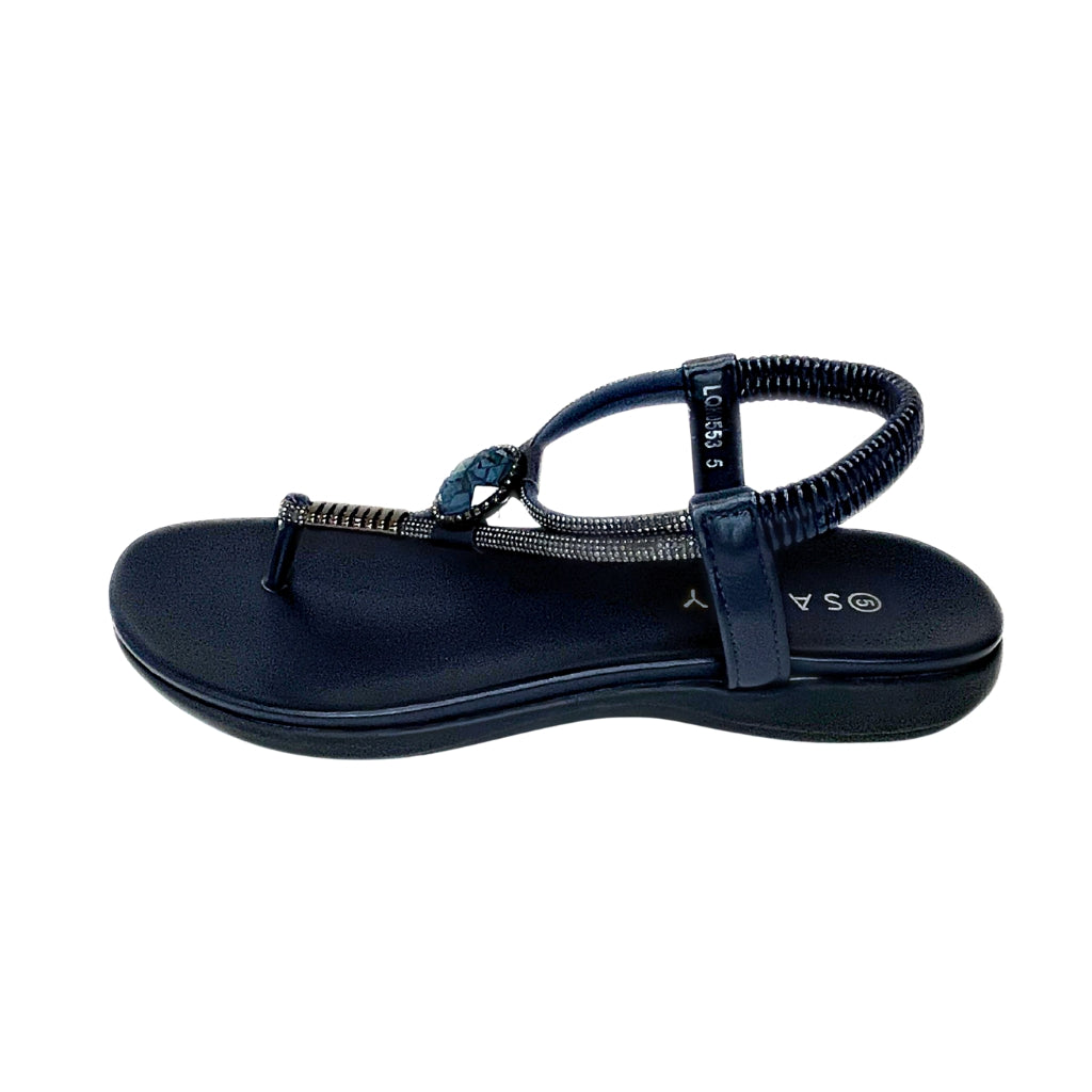 Savoy navy EMBELLISHMENT SANDAL with back strap