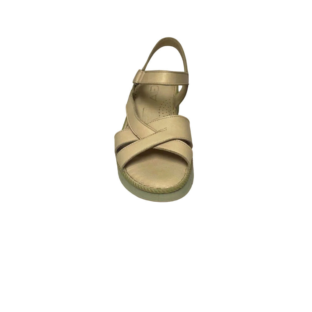 Gia Beige Ankle Strap Flatform – front view