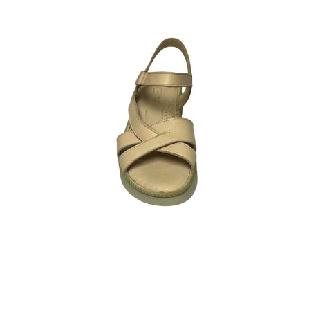 Gia Beige Ankle Strap Flatform – front view