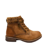 Savoy Padded Collar Lace Up Ankle Boot - Camel
