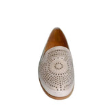 Gia Silver Grey Leather Cut Out Loafer – front view
