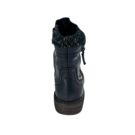 Savoy Mid-Ankle Boots with Stitched Panels - Black – detail shot