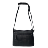 Gia Leather Fold Over Flap Bag - Black