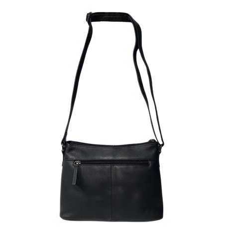 Gia Leather Fold Over Flap Bag - Black