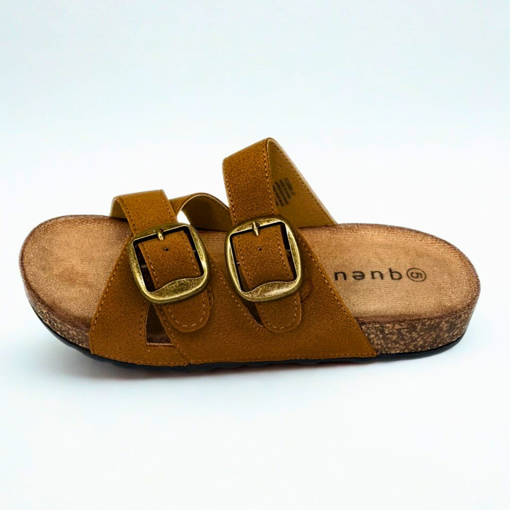 Queue khaki CRISS CROSS double buckle birkie