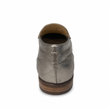Gia Leather Horsebit Moccasin - Silver