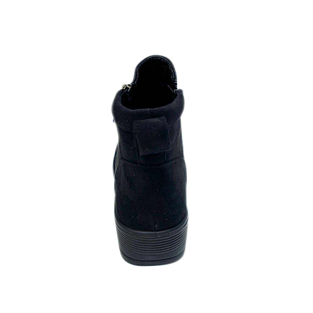 Savoy Wedge Ankle Boot with Zip Detail - Black