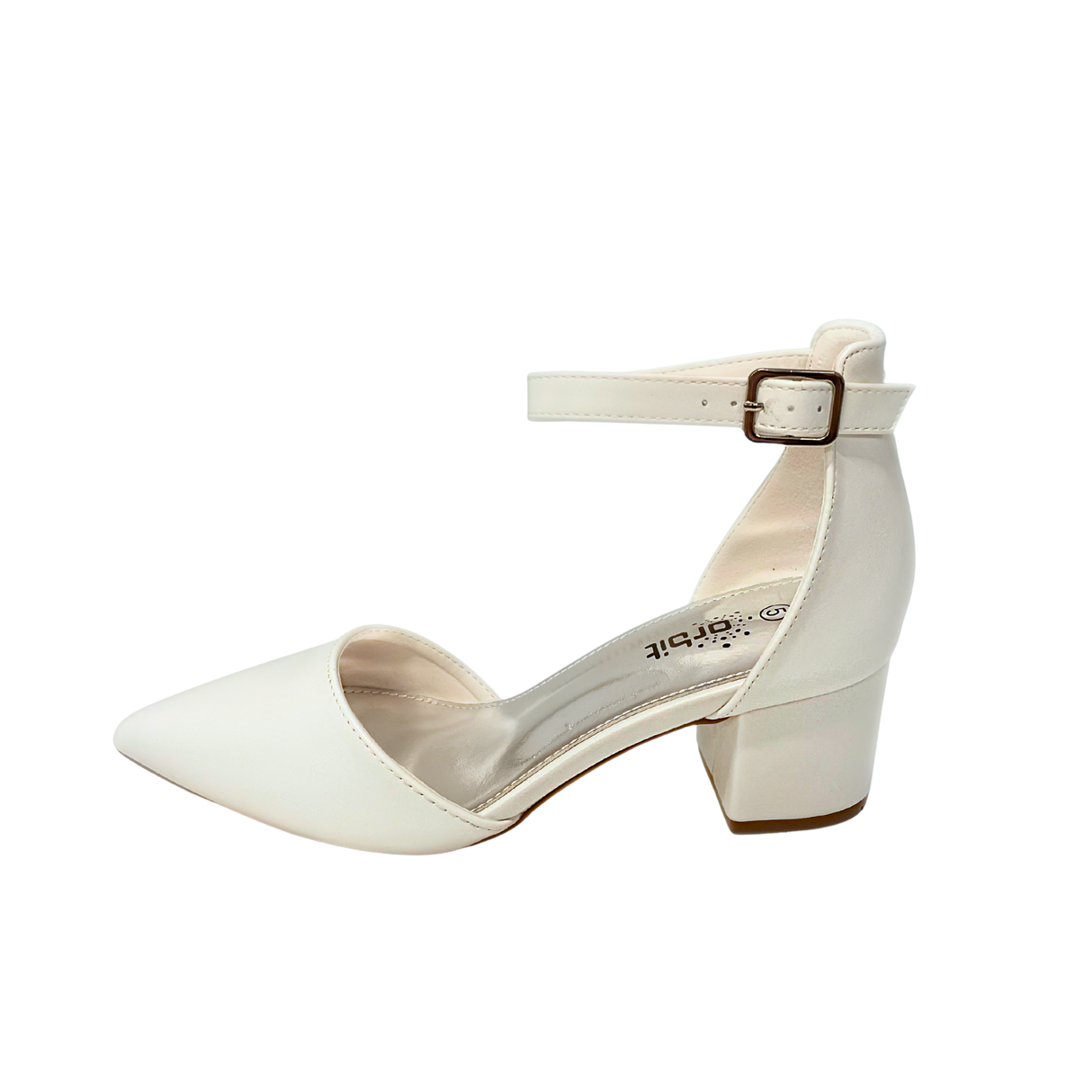 Orbit Pointed Toe Block Heel - White