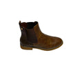 Butterfly Celeste 4 Chocolate Ankle Boot, a stylish faux leather slip-on boot with a round toe, elastic gusset, and contrast back heel detail. Features a comfort sock for all-day wear and a 2.5 cm heel. Perfect for casual and chic styling. 3