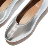 Fitflop Delicato High-Cut Metallic Soft-Leather Ballet Flats - Silver