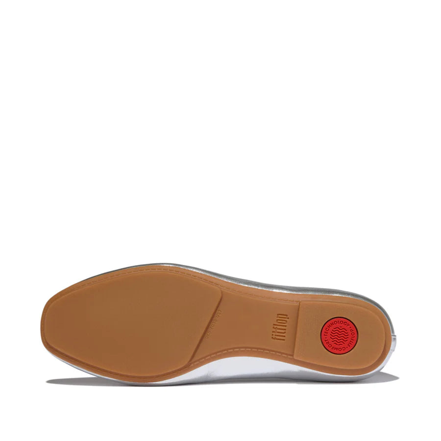 Fitflop Delicato High-Cut Metallic Soft-Leather Ballet Flats - Silver