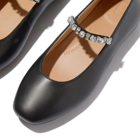 Fitflop Black Delicato Crystal Soft-leather Mary Janes – detail shot
