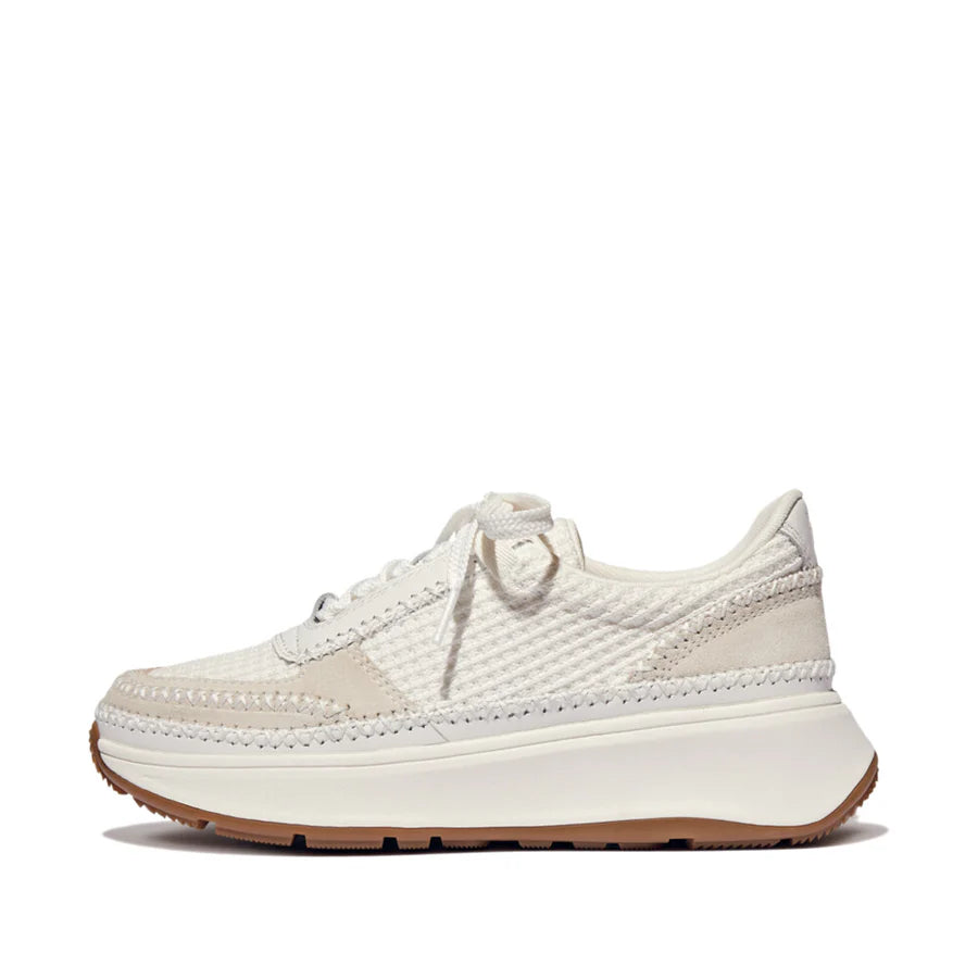 Fitflop white mix F-MODE CROSS-STITCH FLATFORM trainer