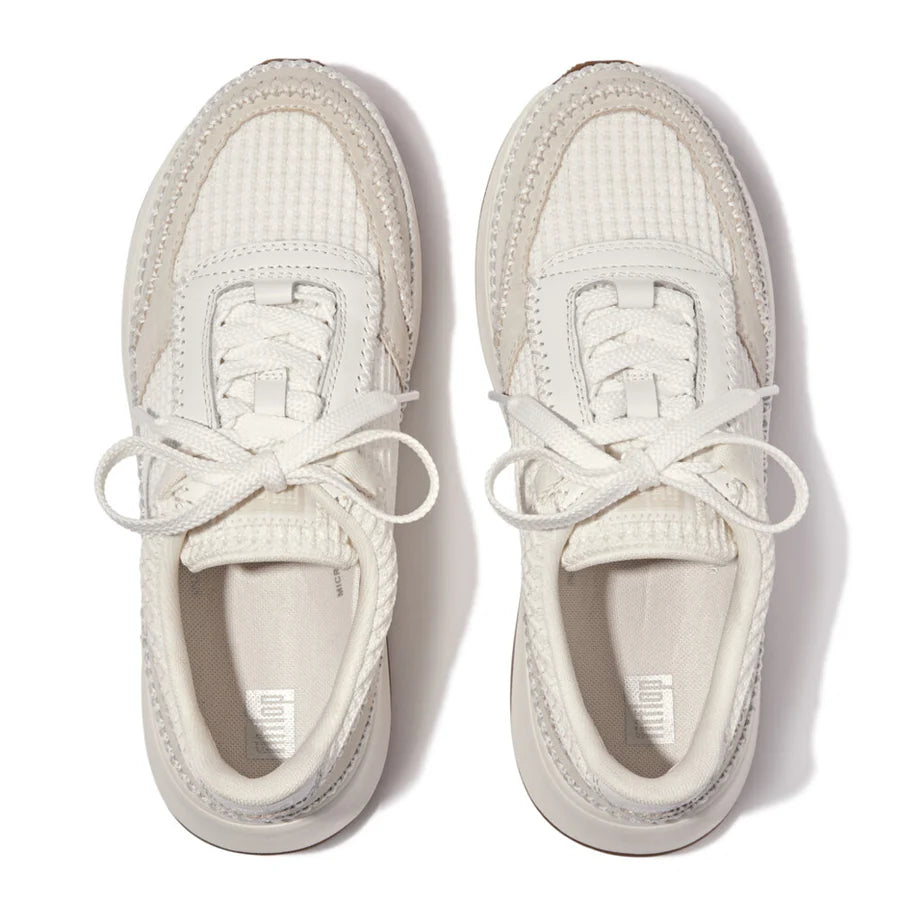 Fitflop white mix F-MODE CROSS-STITCH FLATFORM trainer