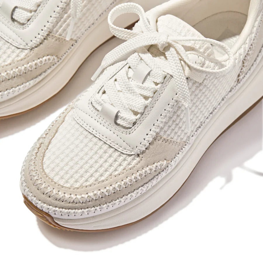 Fitflop white mix F-MODE CROSS-STITCH FLATFORM trainer