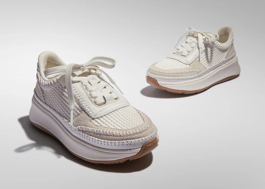 Fitflop white mix F-MODE CROSS-STITCH FLATFORM trainer