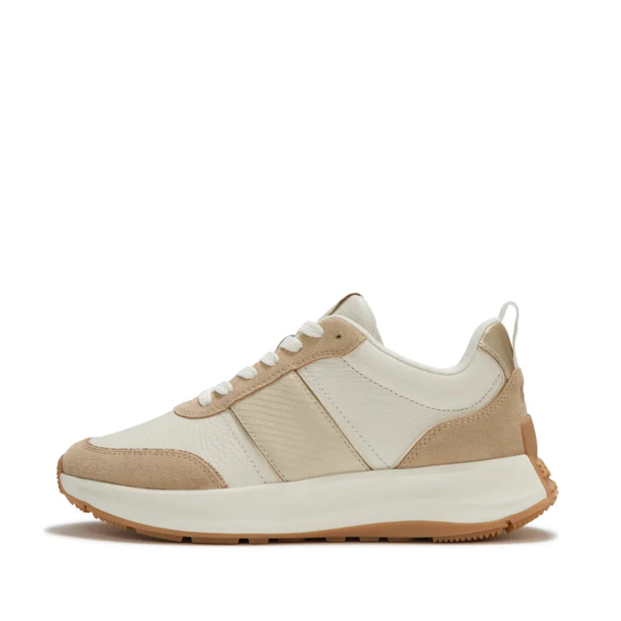 Fitflop F-MODE Flow Snake Glitter Trainers - Platino/Hazelnut