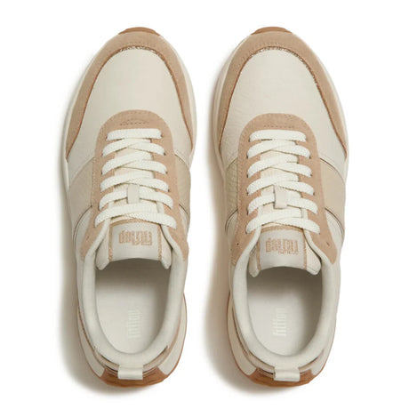 Fitflop F-MODE Flow Snake Glitter Trainers - Platino/Hazelnut