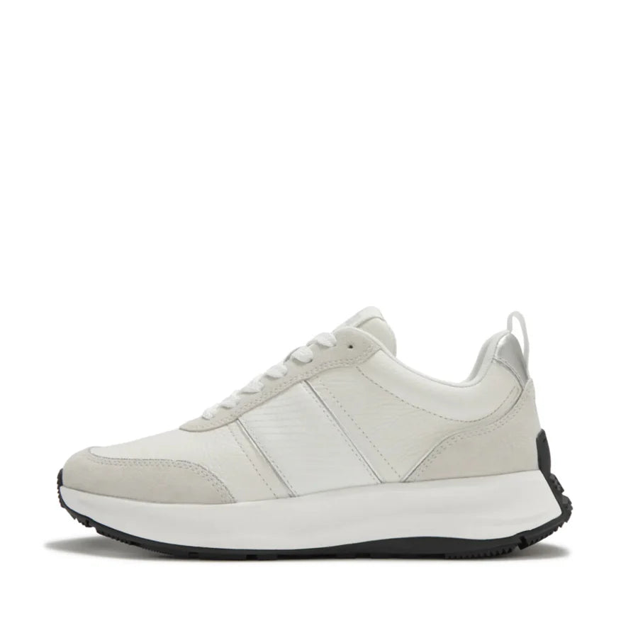 Fitflop F-MODE Flow Snake Glitter Trainers -  Silver/Urban White