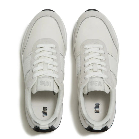 Fitflop F-MODE Flow Snake Glitter Trainers -  Silver/Urban White