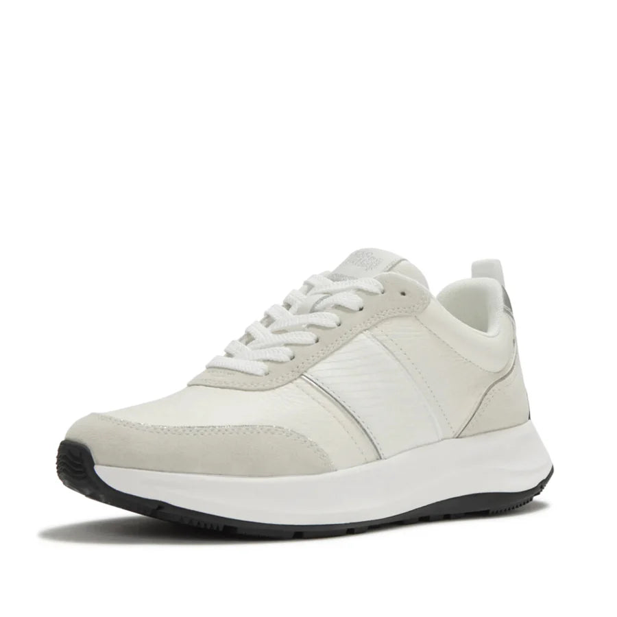 Fitflop F-MODE Flow Snake Glitter Trainers -  Silver/Urban White