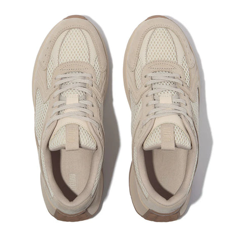 Fitflop Flow Suede/mesh Flatform Trainers - Beige