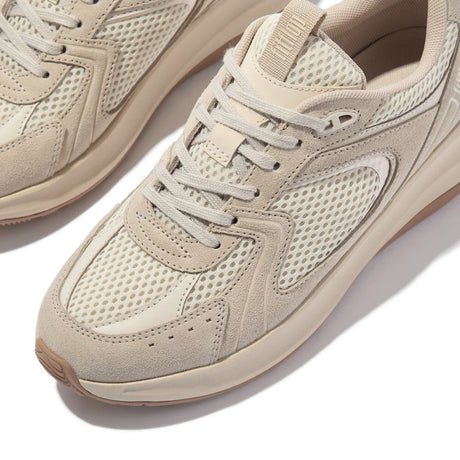 Fitflop Flow Suede/mesh Flatform Trainers - Beige