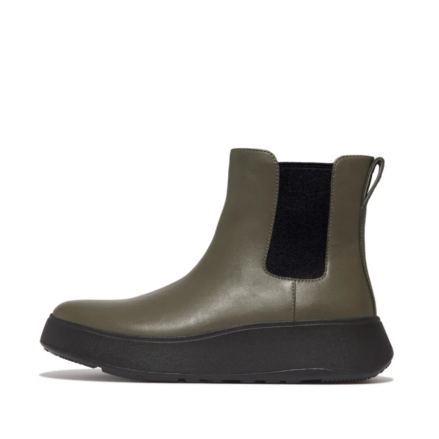 Fitflop F-MODE Leather Flatform Chelsea Boots - Olive