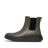 Fitflop F-MODE Leather Flatform Chelsea Boots - Olive
