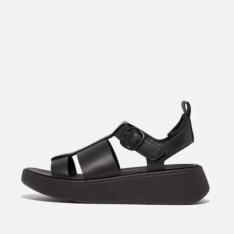 Fitflop F-MODE Leather Flatform Fisherman Sandals - Black